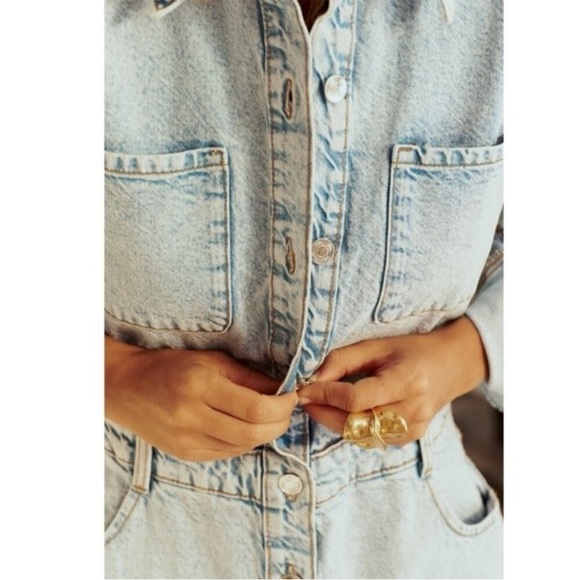 Zara Light Blue Denim Maxi Dress - Picture 4 of 8